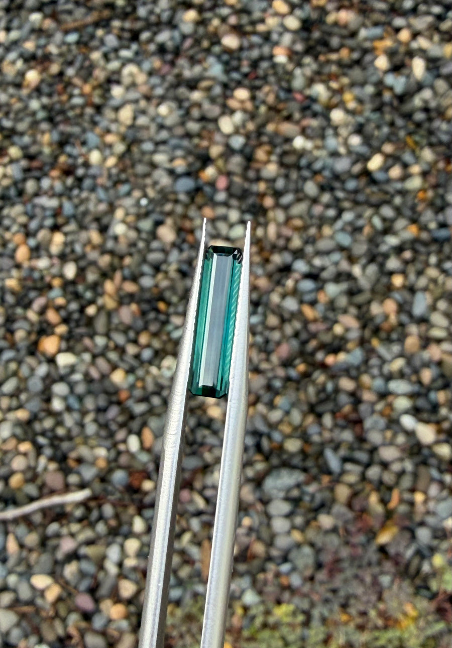 2.18ct unheated bluish green tourmaline gemstone, octagon cut, from Tanzania