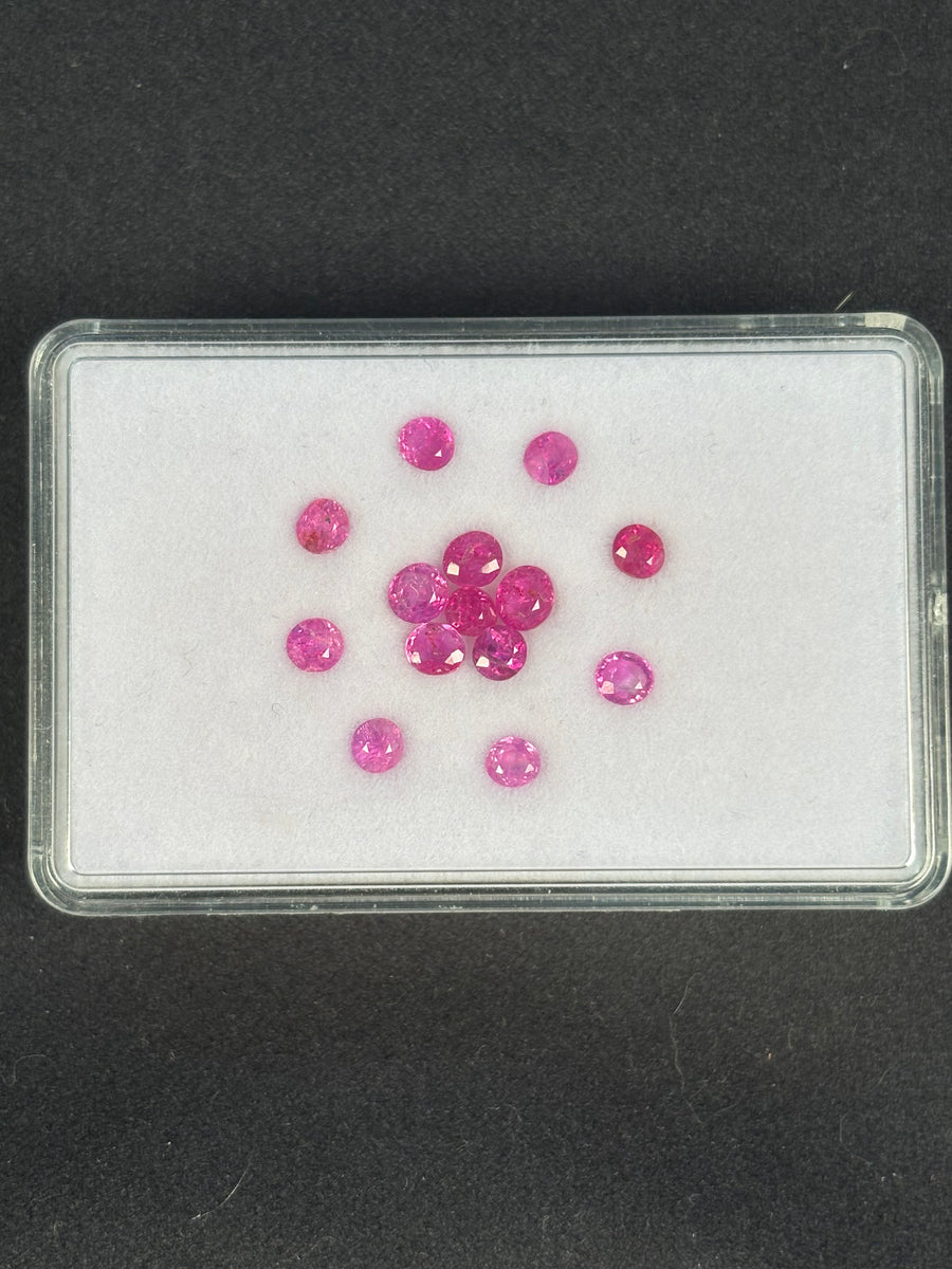 3.12ctw Heated Pink Sapphire Lot from Madagascar, 14 stones, 3x3 - 3.5x3 mm