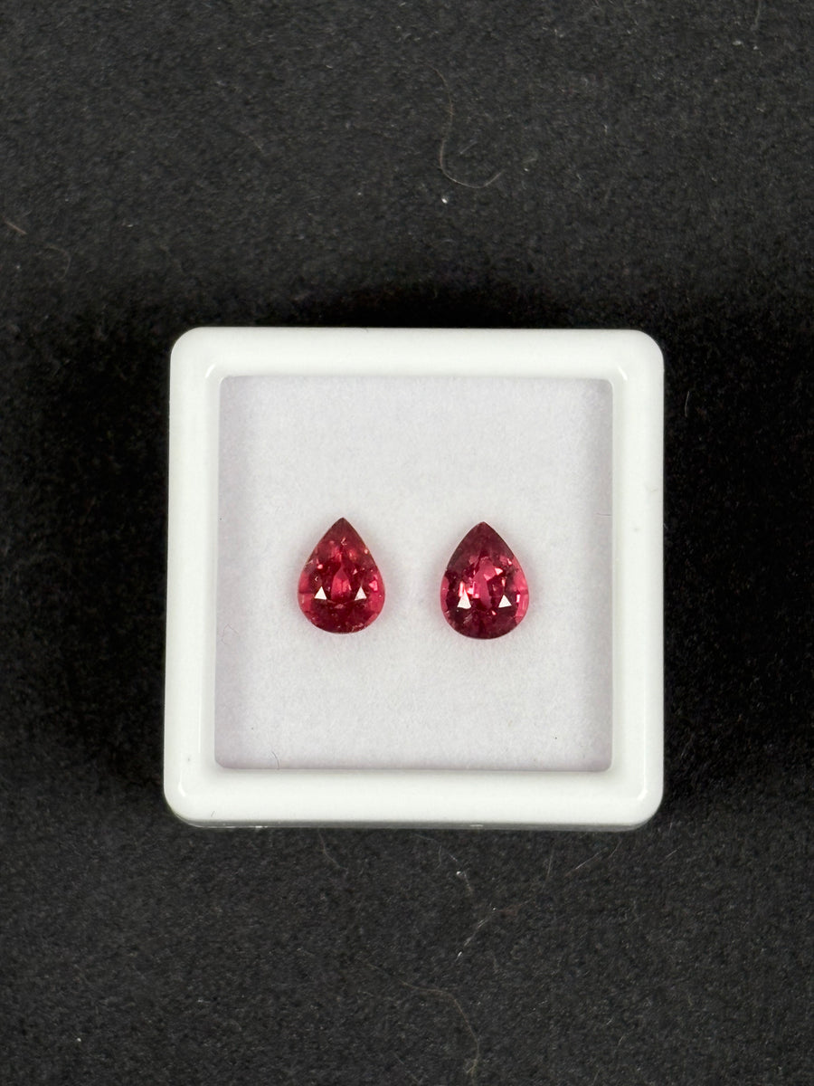 1.98ctw Purplish Pink Rhodolite Garnet Lot, 2 stones, Pear