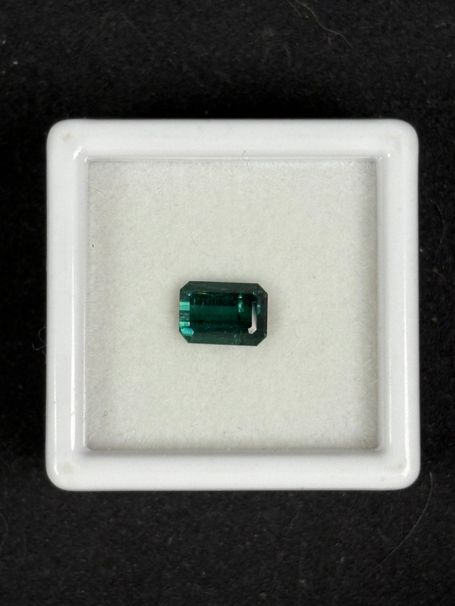 1.13ct Strong Bluish Green Emerald Cut Tourmaline