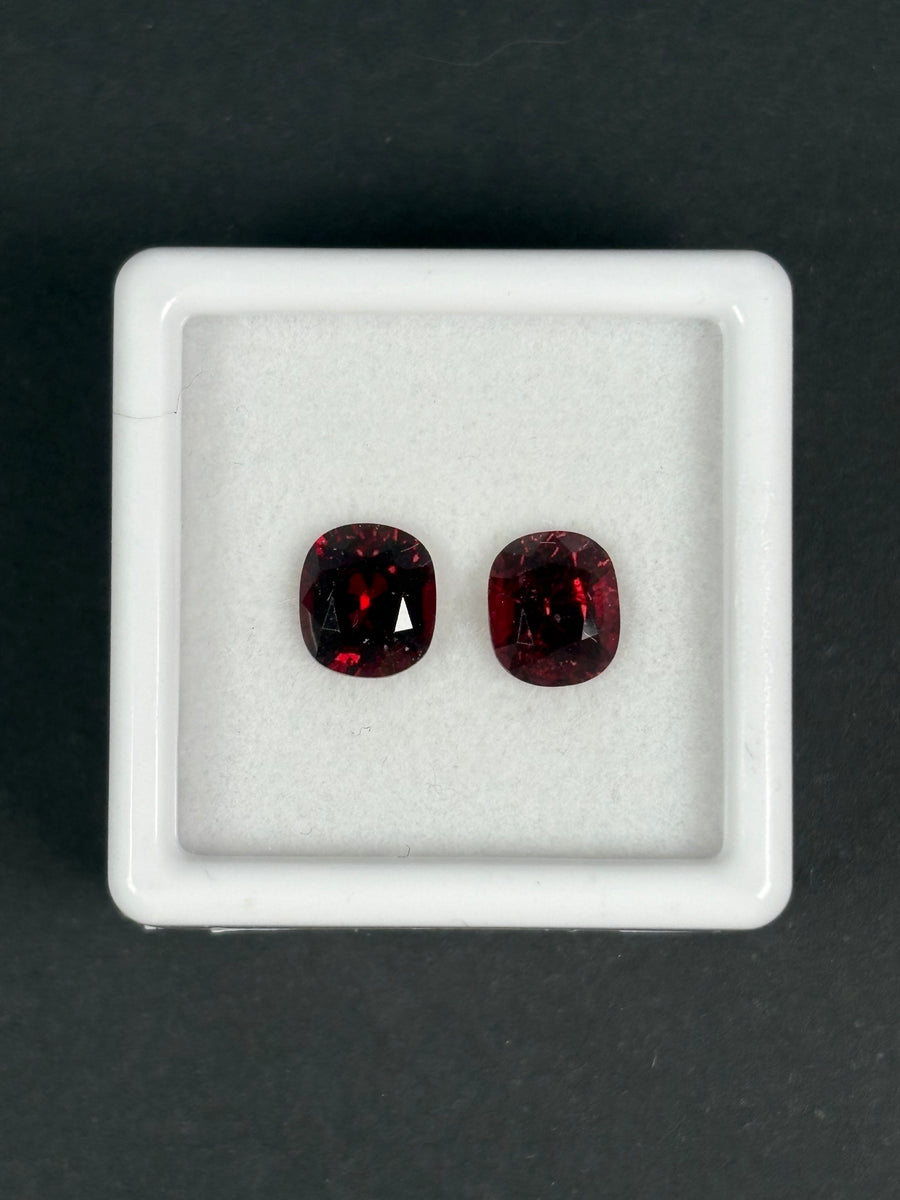 2.44ctw Burma red spinel pair, cushion cut, VS, 6.5x5.5 & 6.5x5.8 mm