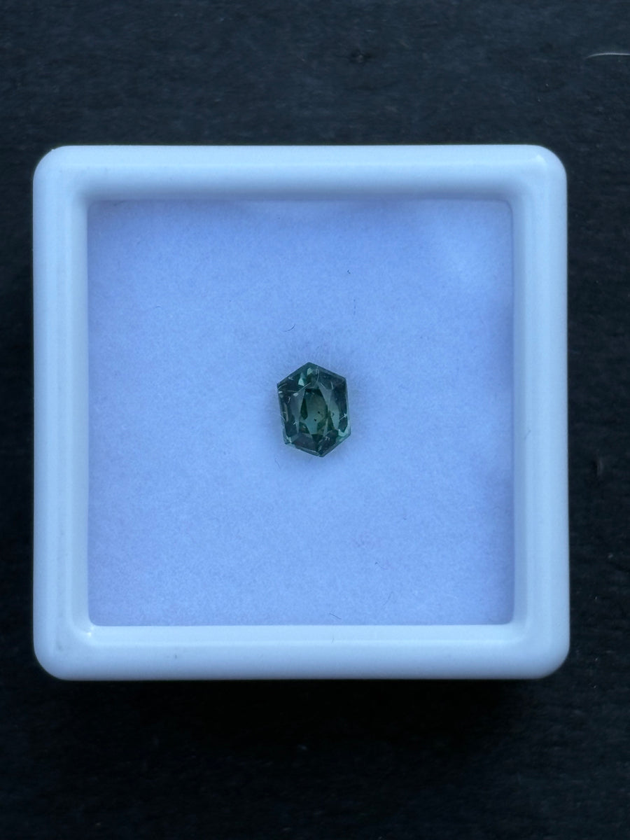 0.77ct Hexagon Unheated Green Sapphire, 5.2x3.7 mm
