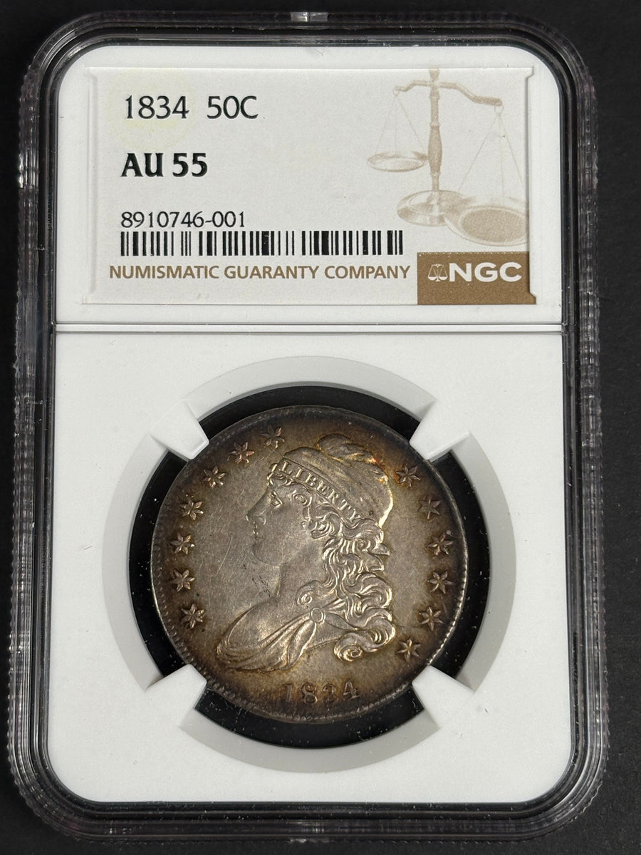 1834 Capped Bust Half Dollar NGC AU55, Small Date Small Letters