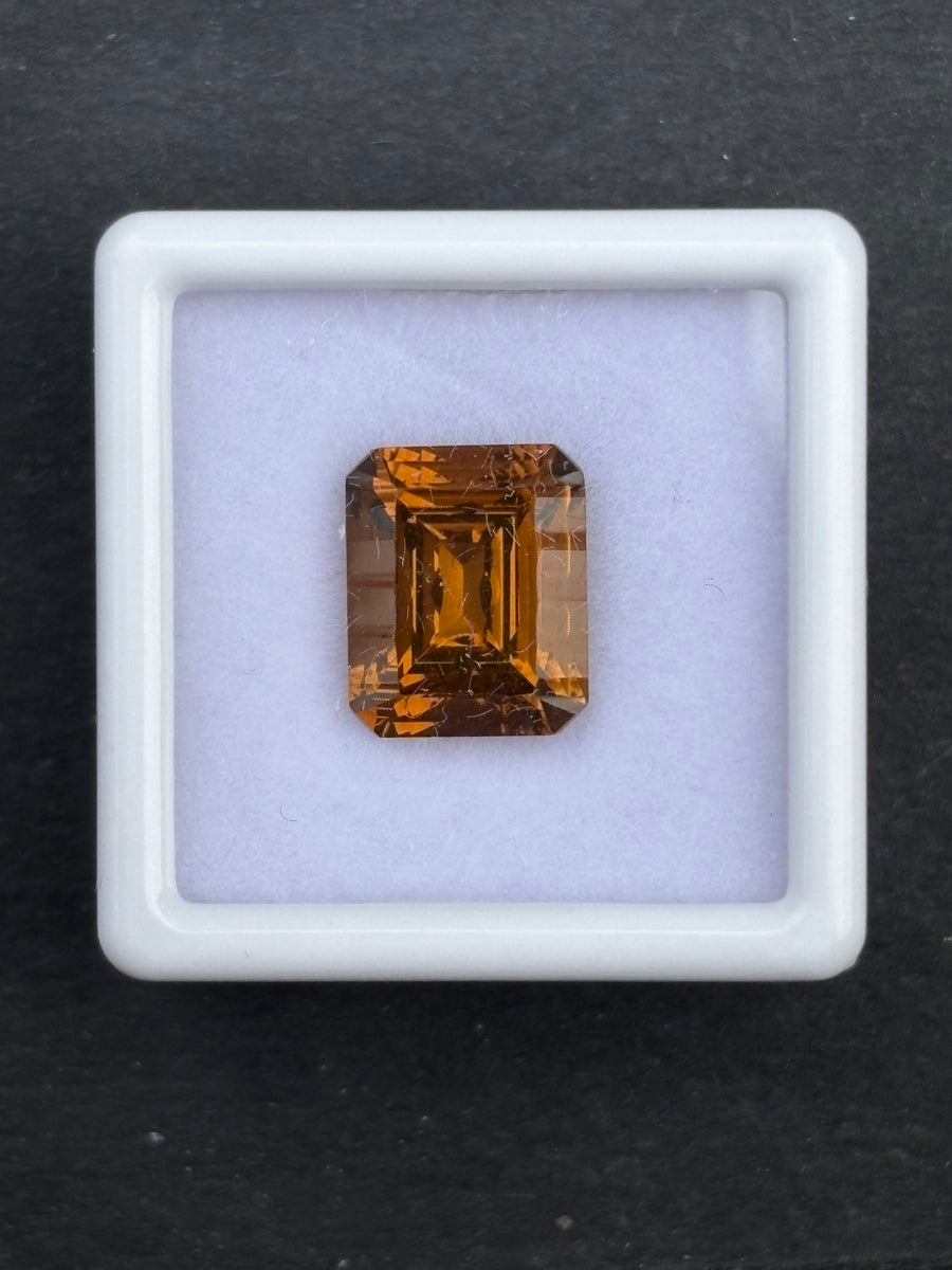 4.39ct Orange Quartz Concave Emerald Cut, 11 x 9 x 6.5mm