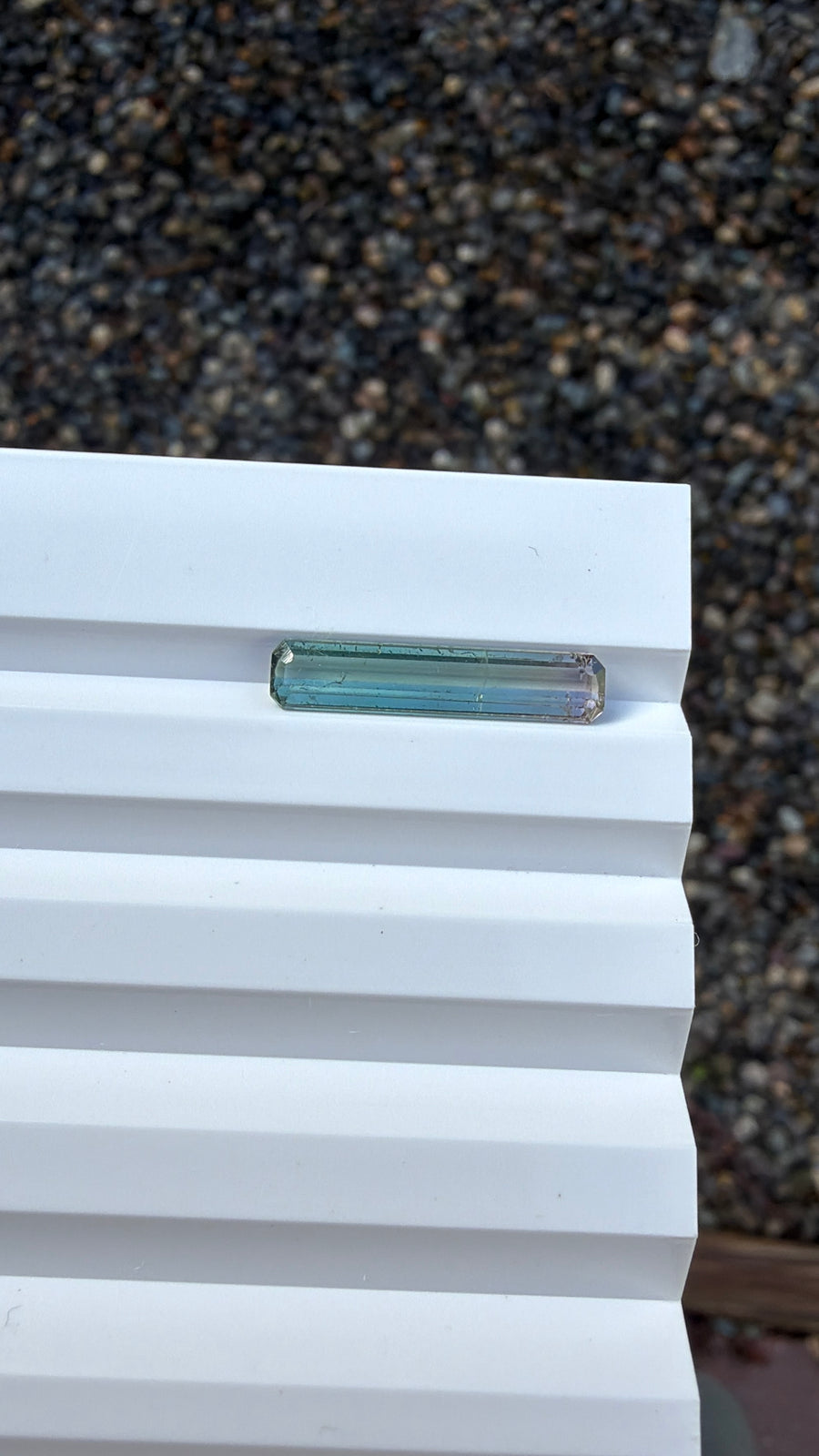 2.56ct bicolor tourmaline gemstone, elongated cut, from Afghanistan, second view
