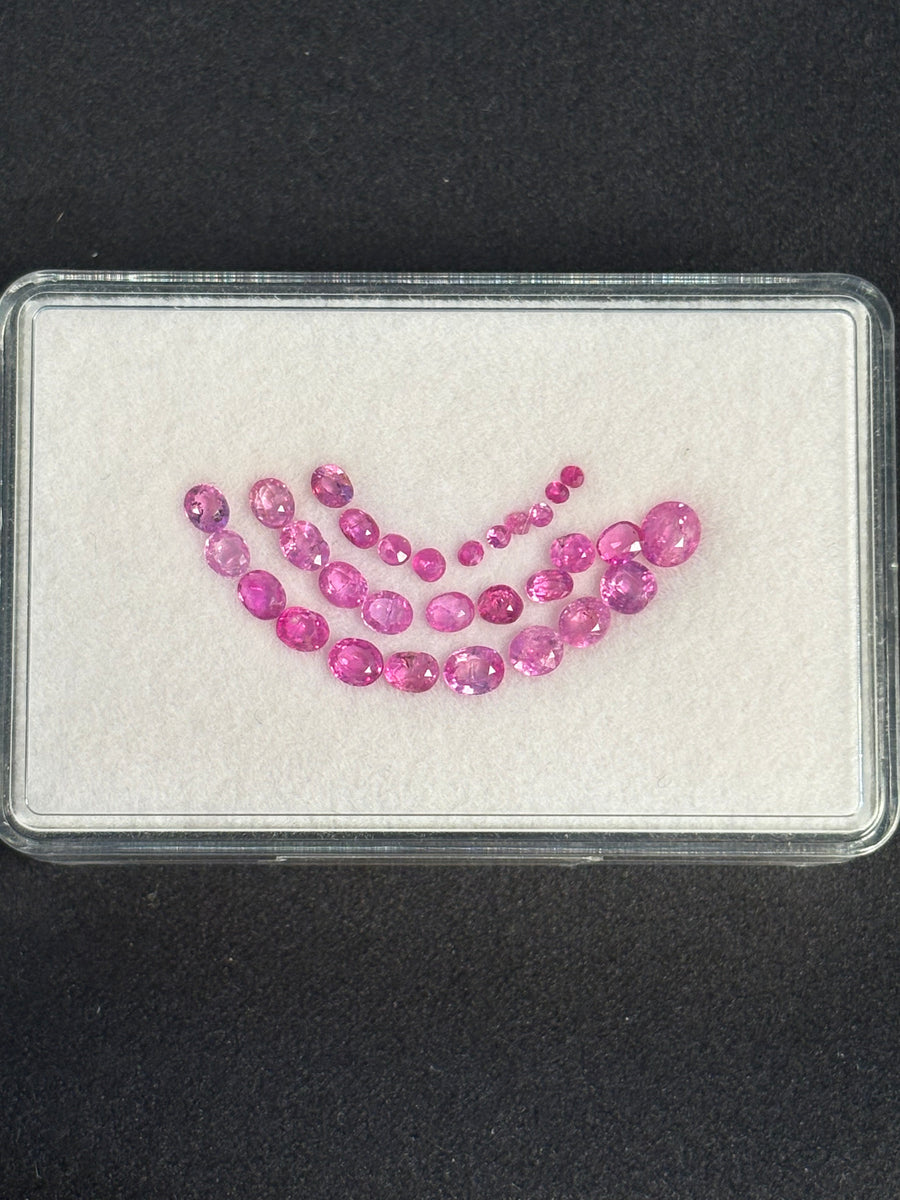 3.67ctw Heated Pink Sapphire Lot (30 pcs), Oval, 1.5x1.5 -4.5x4 mm from Madagascar