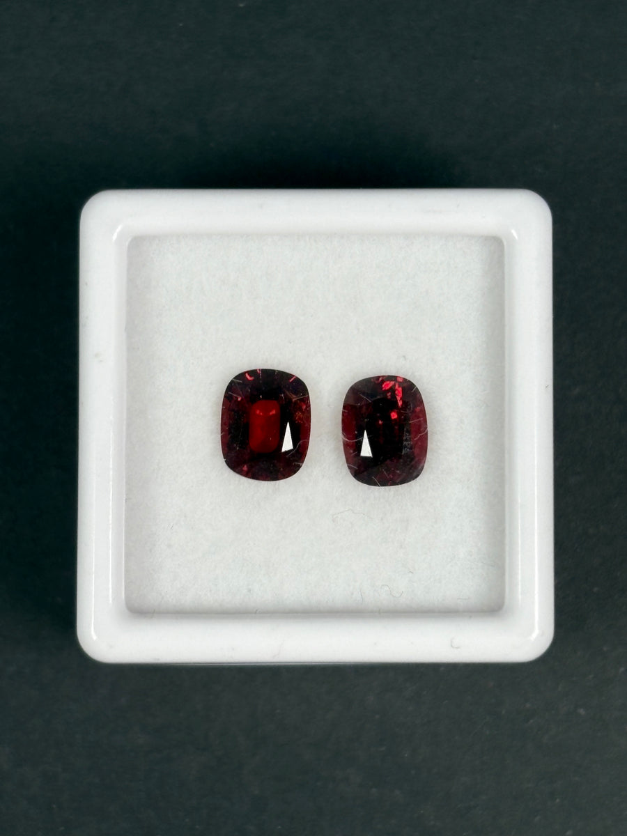 2.2ctw Burma red spinel pair, cushion cut, VS
