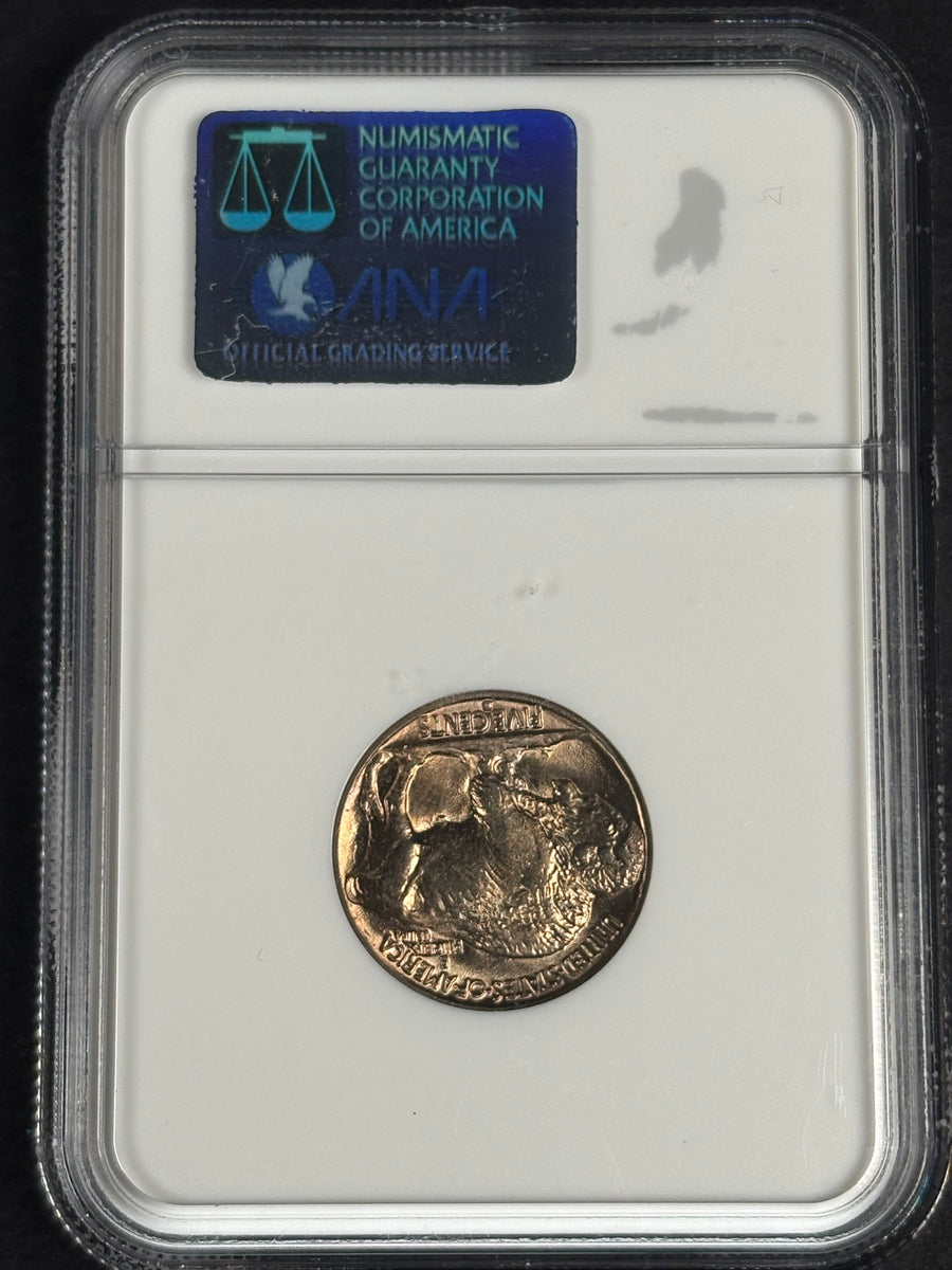 1938-D Buffalo nickel, NGC MS-66 — reverse
