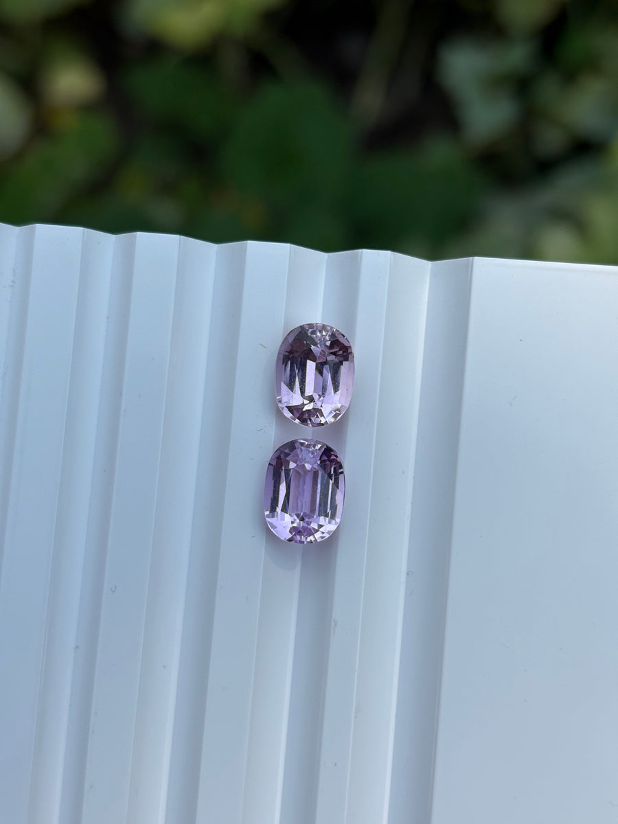 11.11ct Pink Kunzite Cushion Pair, VVS from Afghanistan