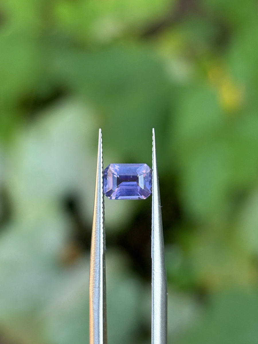 0.98ct Unheated Violet Sapphire from Sri Lanka, Emerald Cut, GFCO cert