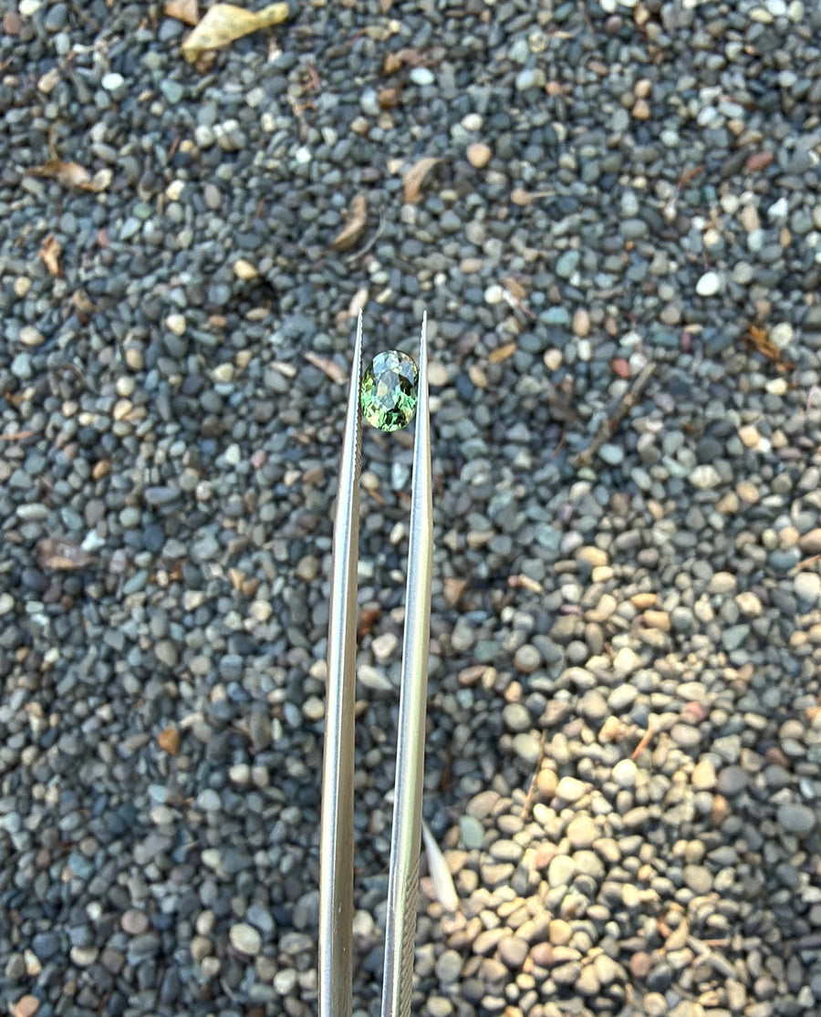 1.8ct heated green Australian sapphire, oval cut, 7.9x5.7x4.5 mm