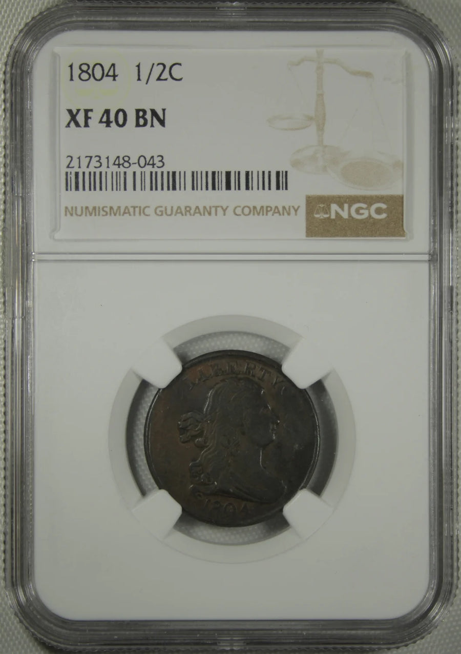 1804 Half Cent Draped Bust Copper NGC XF-40 BN