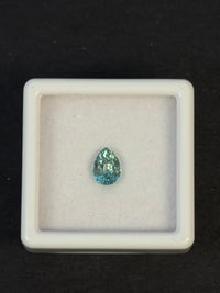 1.23ct Heated Greenish Blue Zircon from Cambodia, Pear, VVS · GEM-7347