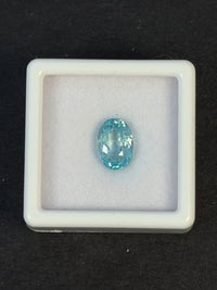 3.3ct Heated Blue Zircon from Cambodia, Oval, 8.8x6.2 mm · GEM-6744