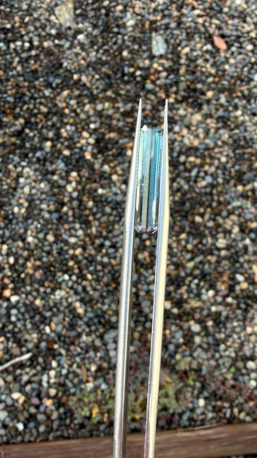 2.56ct bicolor tourmaline gemstone, elongated cut, from Afghanistan