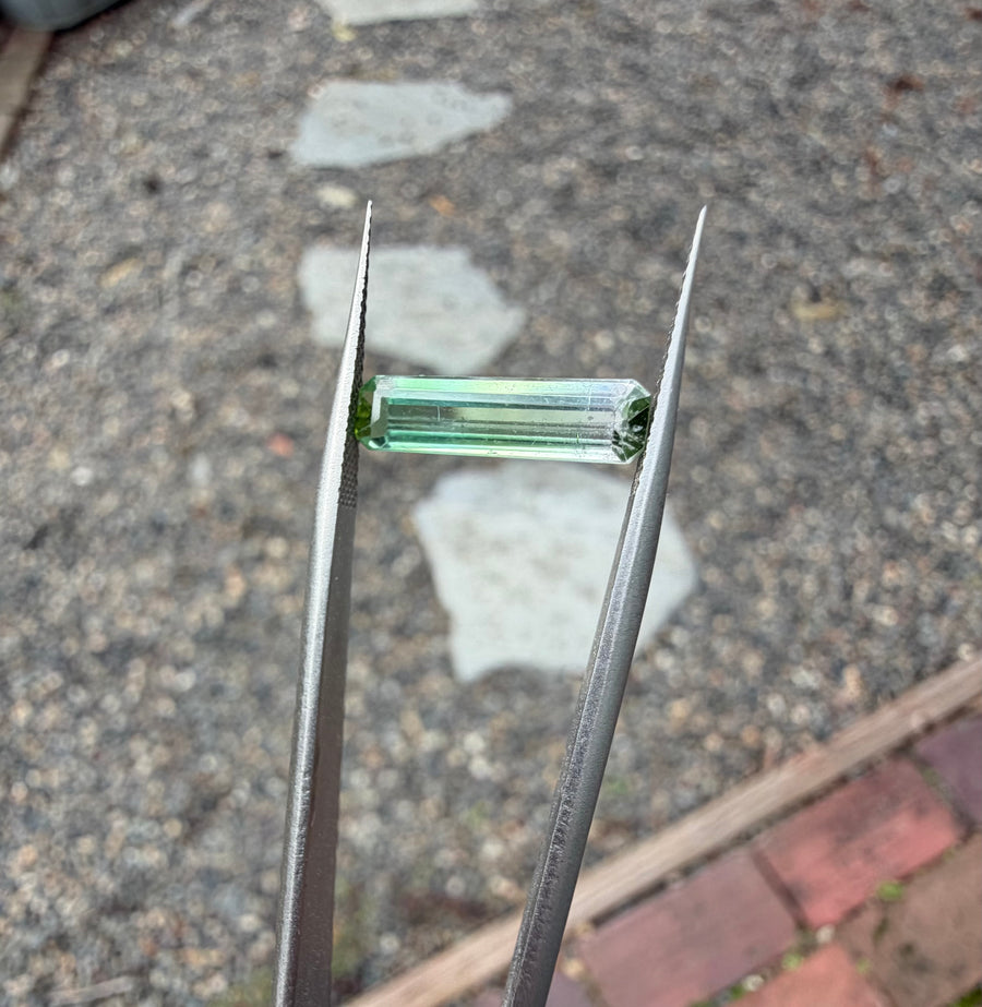 2.03ct green tourmaline gemstone, slight bicolor, from Afghanistan