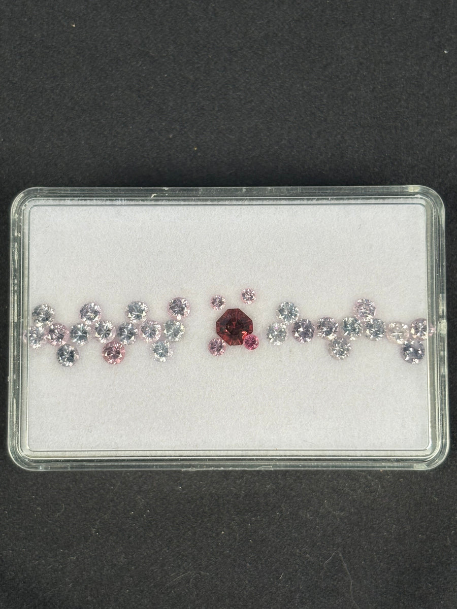 3.87ctw Myanmar Spinel, 30 stones, 2x2 - 4.5 x 4.5 mm