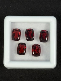 6.08ctw Red Rhodolite Garnet Lot from Mozambique, 5 stones, Cushion, 7x5 mm