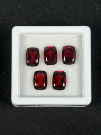 6.04ctw Red Rhodolite Garnet Lot from Mozambique, 5 stones, Cushion, 7x5 mm