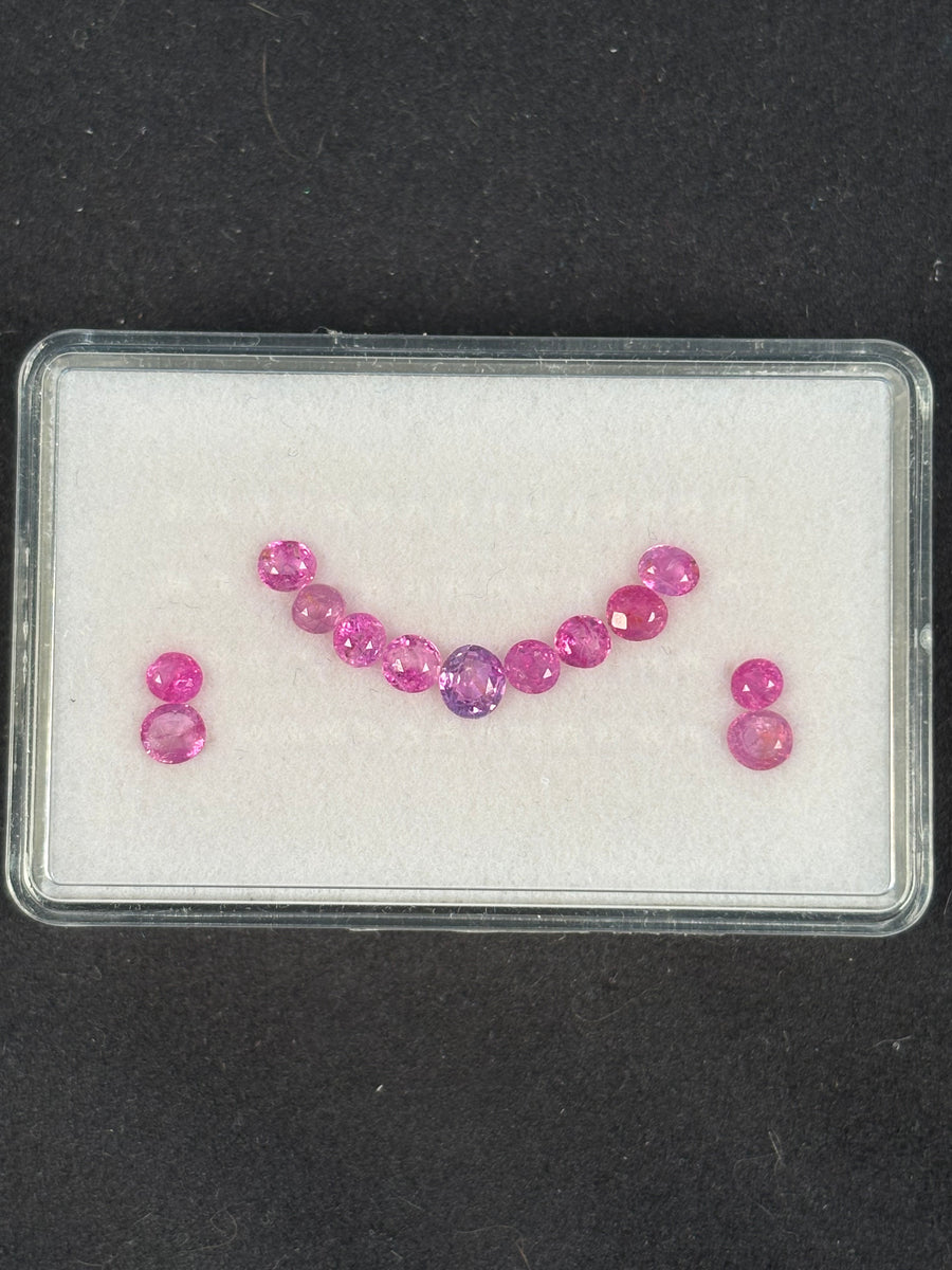 3.5ctw Heated Pink Sapphire Lot from Madagascar, 13 stones, 3x3 - 4.5x4.5 mm
