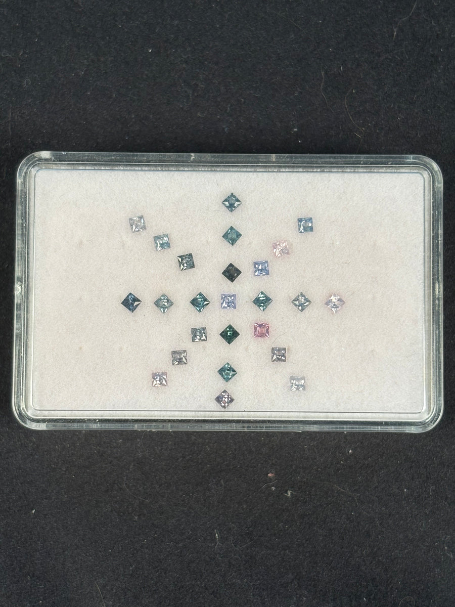 1.25ctw Spinel Lot from Burma, 25 stones, Princess, 2.5 mm