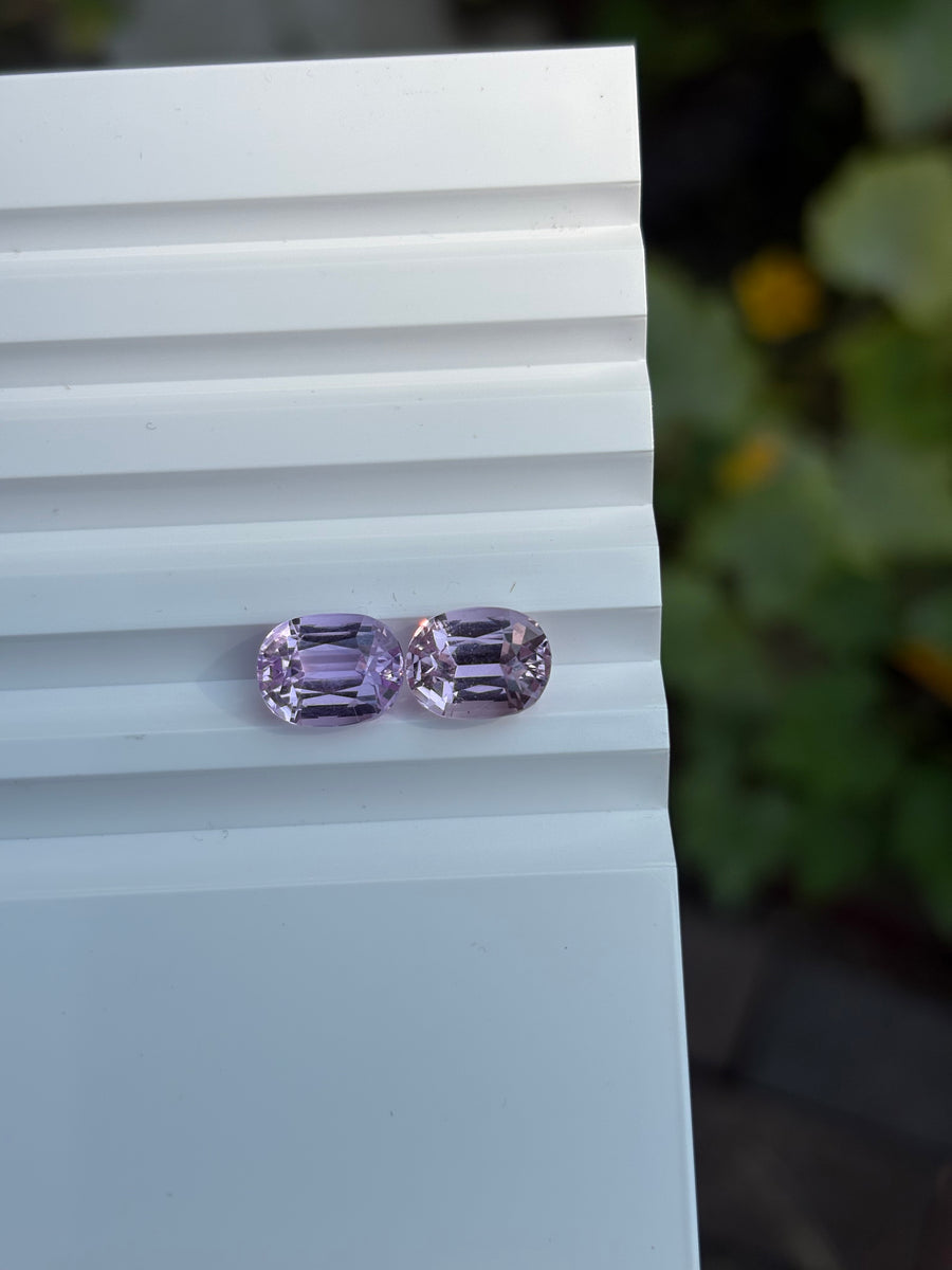 11.11ct Pink Kunzite Cushion Pair, VVS from Afghanistan