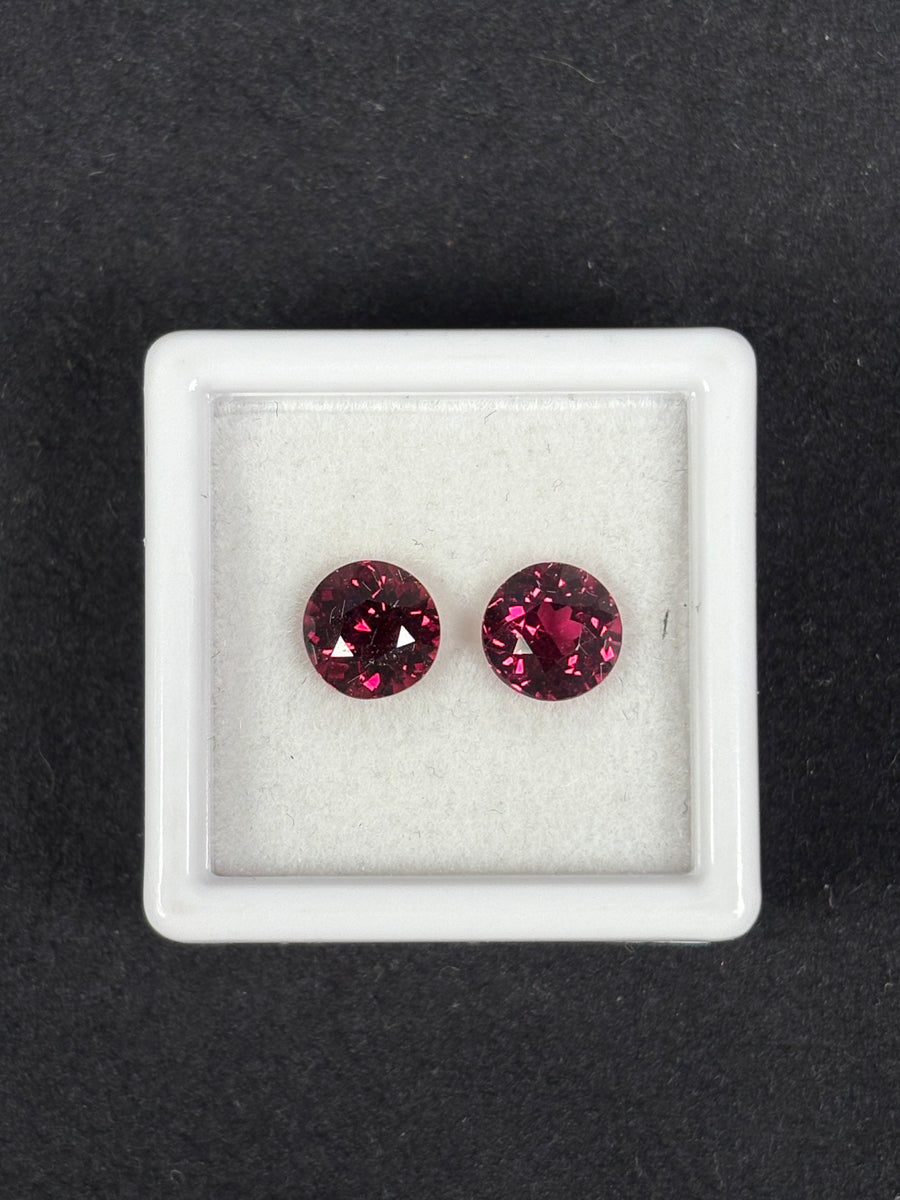 3.56ctw Pinkish Purple Rhodolite Garnet Round Pair from Mozambique, 2 stones, VS