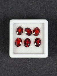 6.91ctw Red Rhodolite Garnet Lot from Mozambique, 6 stones, Oval, 7x5 mm