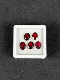 6.15ctw Red Rhodolite Garnet Lot, 5 stones, Oval, 7x5 mm