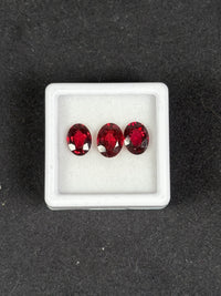 5ctw Red Rhodolite Garnet Lot, 3 stones, Oval, 8x6 mm