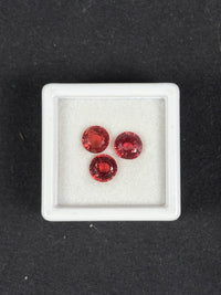 3ctw Red Rhodolite Garnet Lot, 3 stones, Round, 6 mm