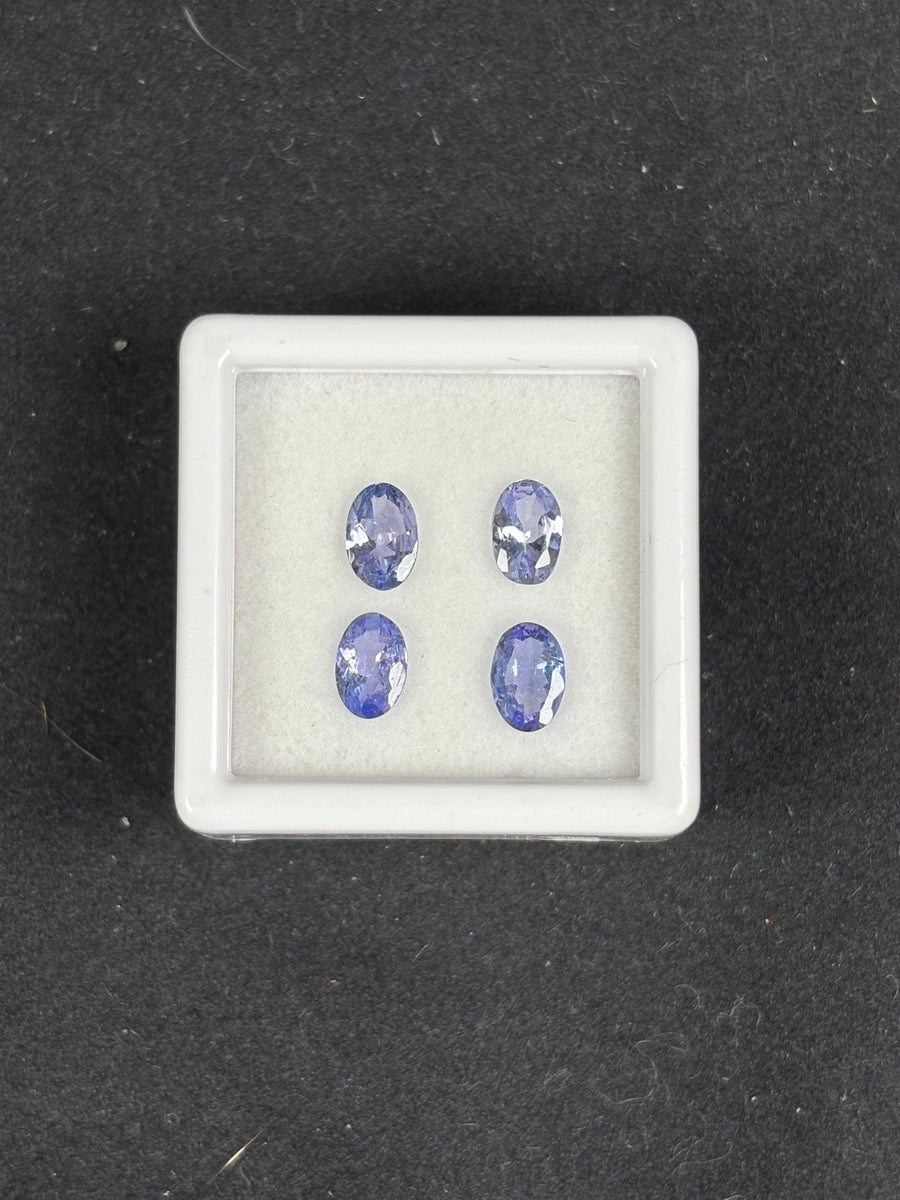 1.6ctw blue tanzanite lot, 4 oval stones, 6x4 mm