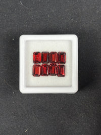 6.26ctw Red Garnet Lot from Mozambique, 8 stones, Emerald Cut, 6x4 mm