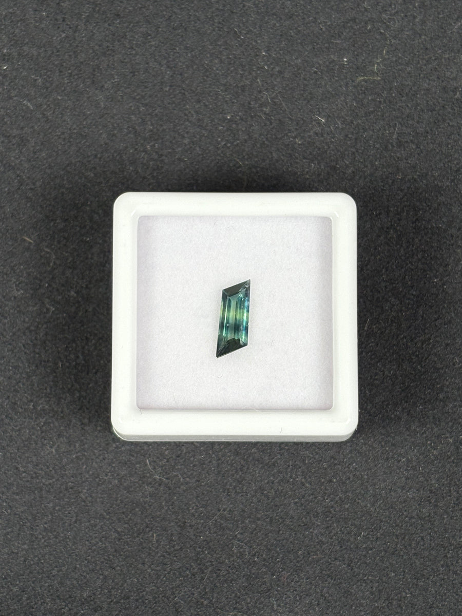 0.7ct Heated Lozenge Cut Blue Sapphire from Australia, 7.2x3.5 mm