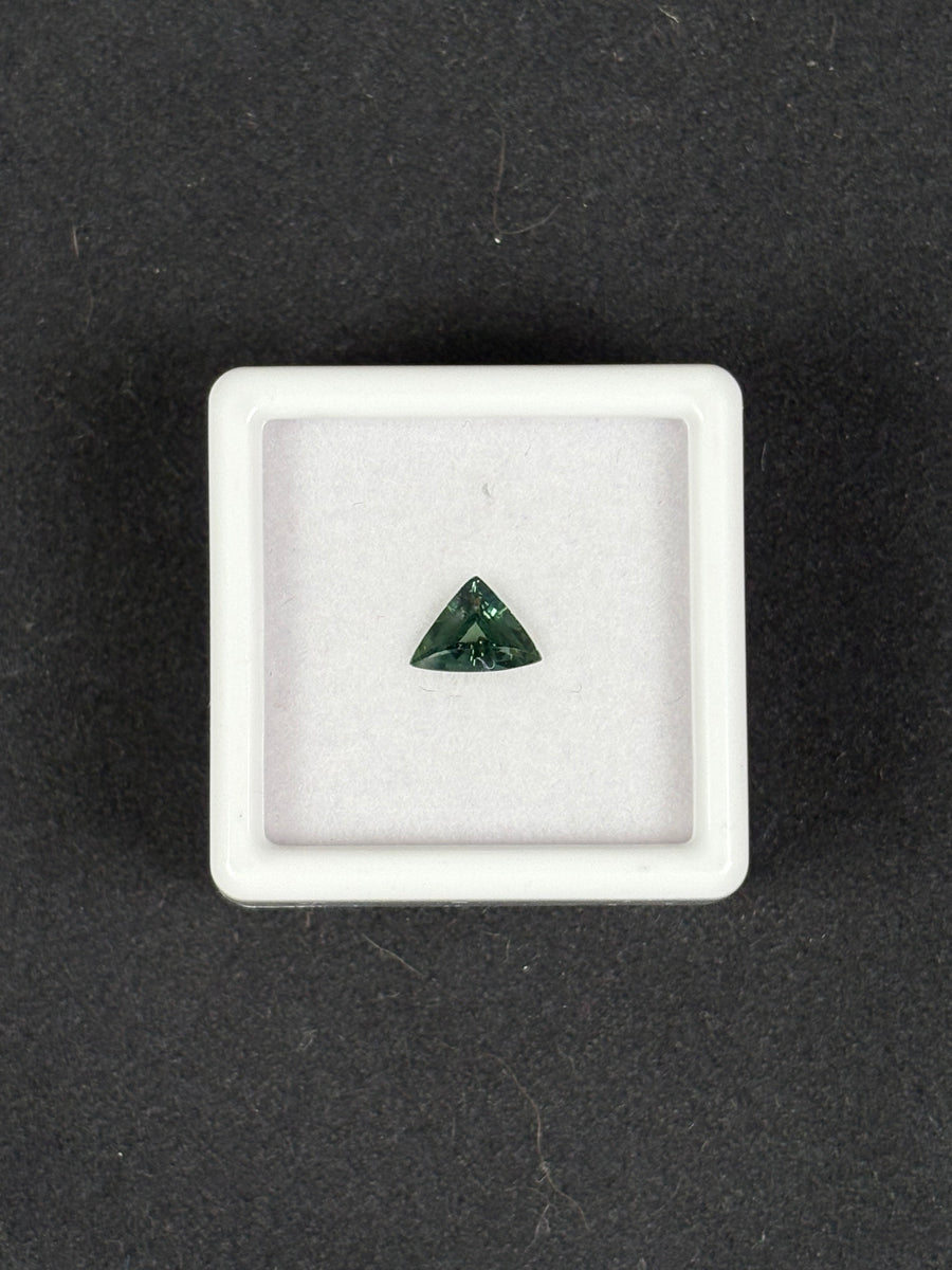 0.59ct Unheated Green Sapphire from Madagascar, Trillion, 7x5 mm, VVS