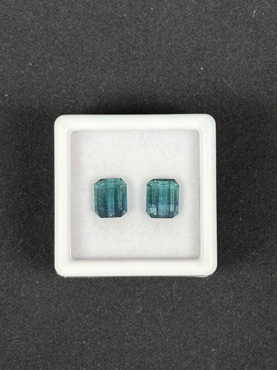 3.13ctw Bluish Green Tourmaline Octagon Pair