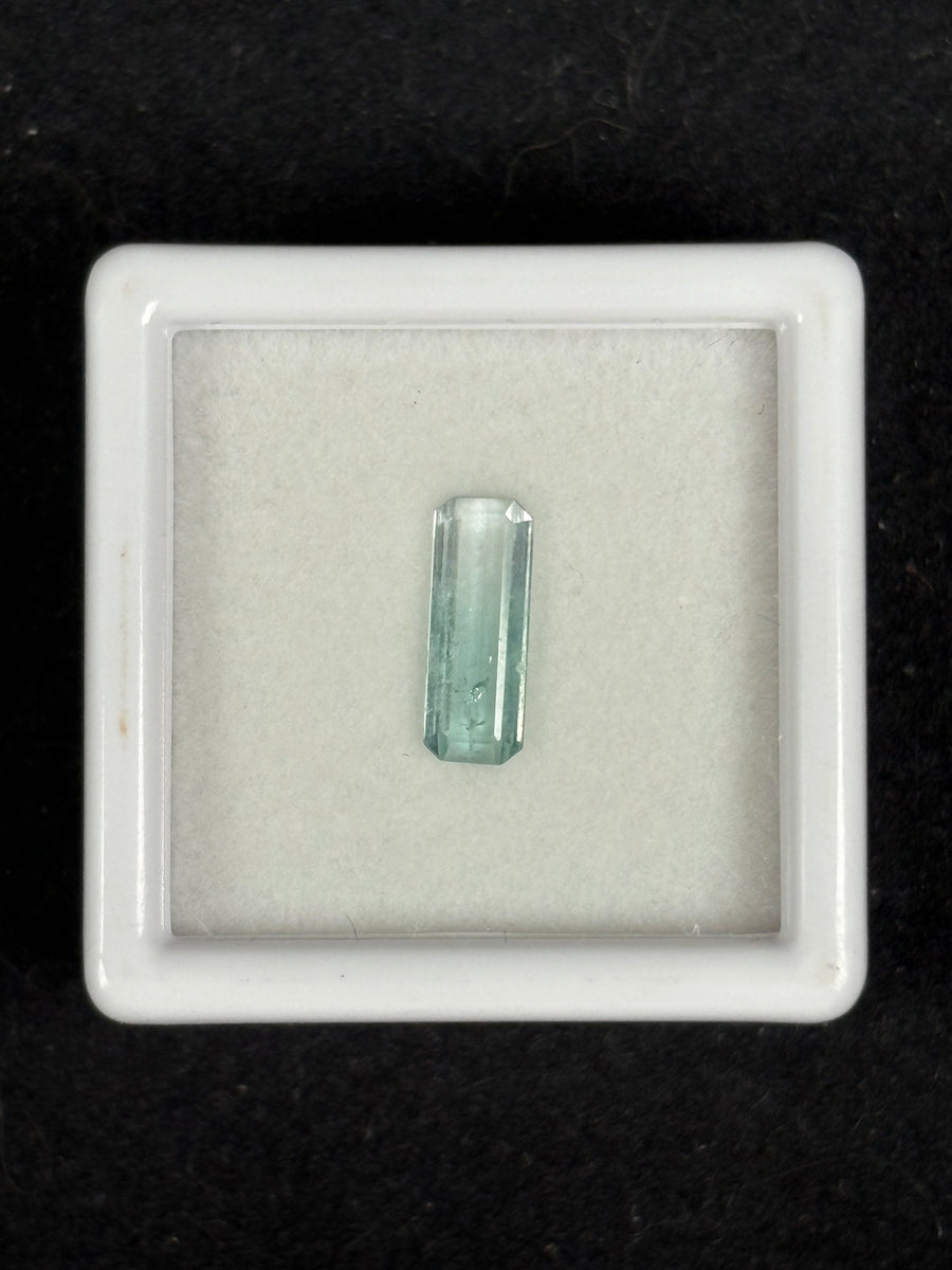 0.80ct bluish green bicolor tourmaline, elongated emerald cut
