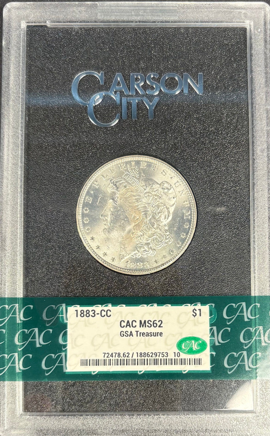 1883-CC Morgan dollar GSA MS-62 Box & Papers