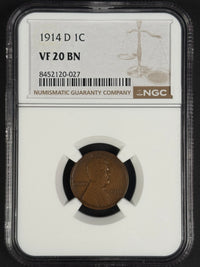 1914-D Lincoln Cent VF20BN NGC VF20 · NUM-1170