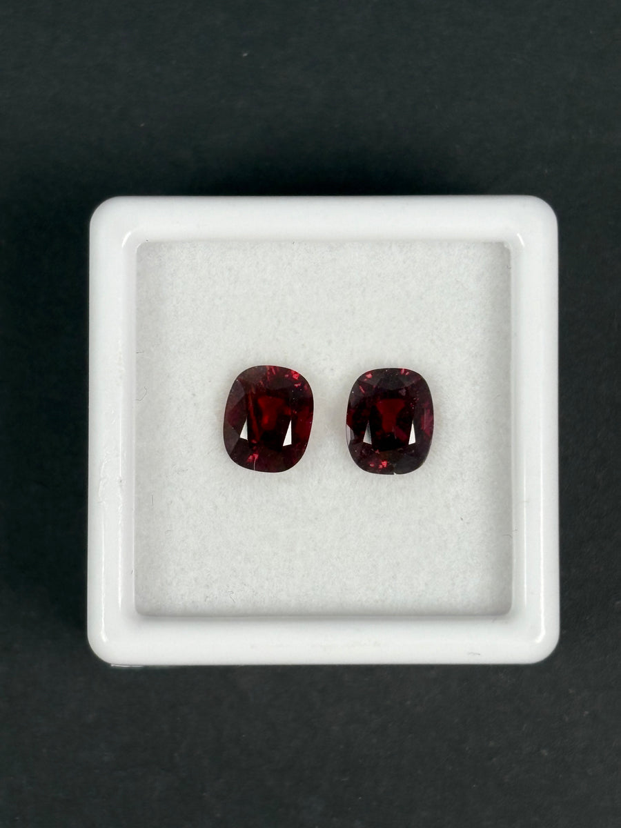 2.44ctw Burma red spinel pair, cushion cut, VS, 6.5x5.5 mm