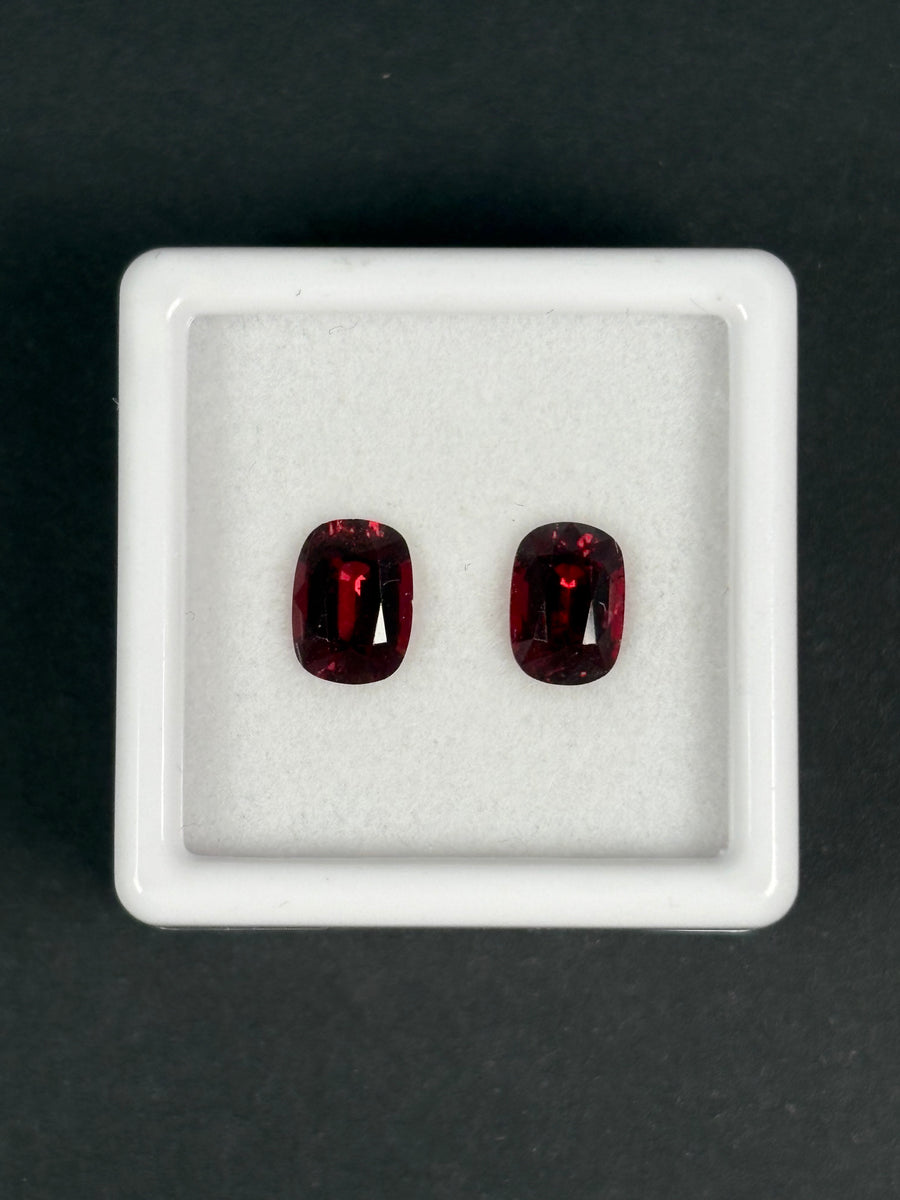 1.95ctw Burma red spinel pair, cushion cut, VS