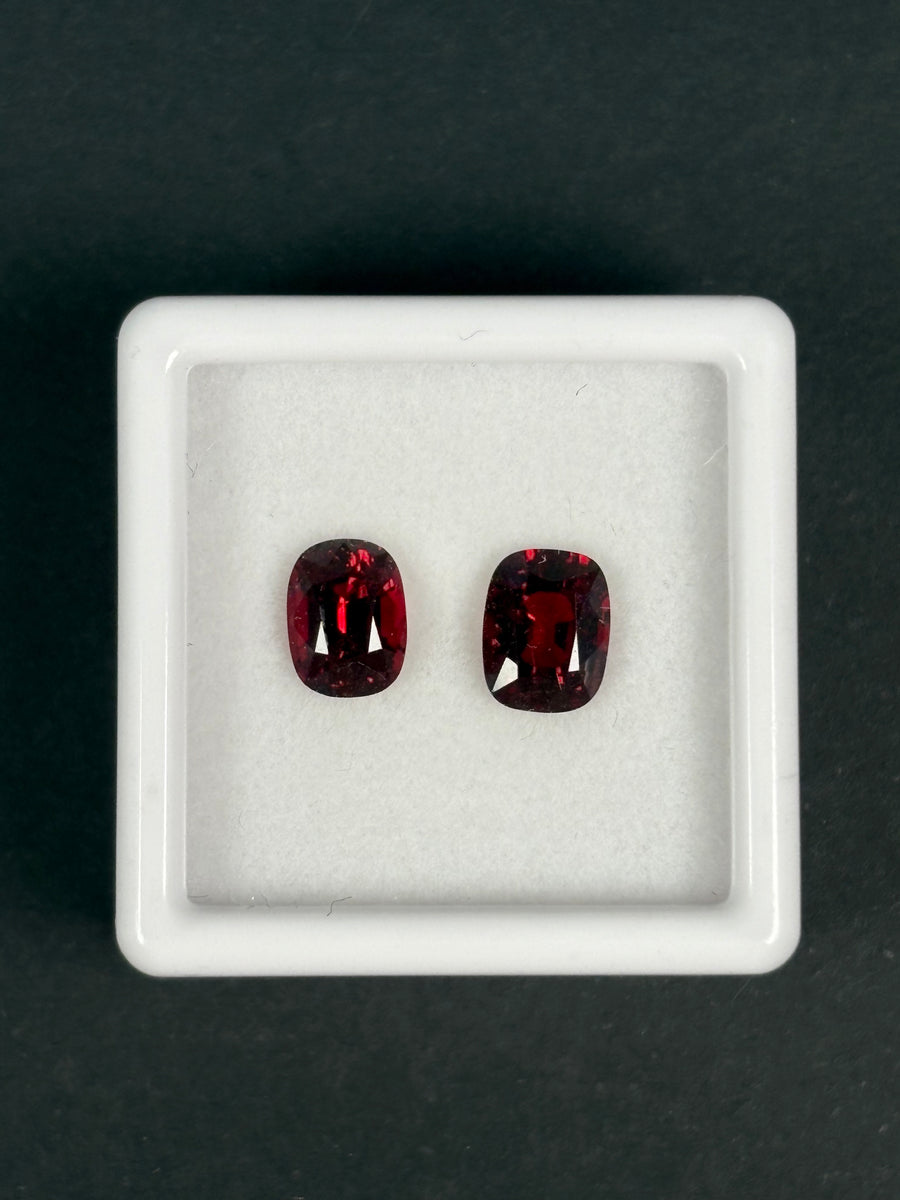 2.34ctw Burma red spinel pair, cushion cut, VS
