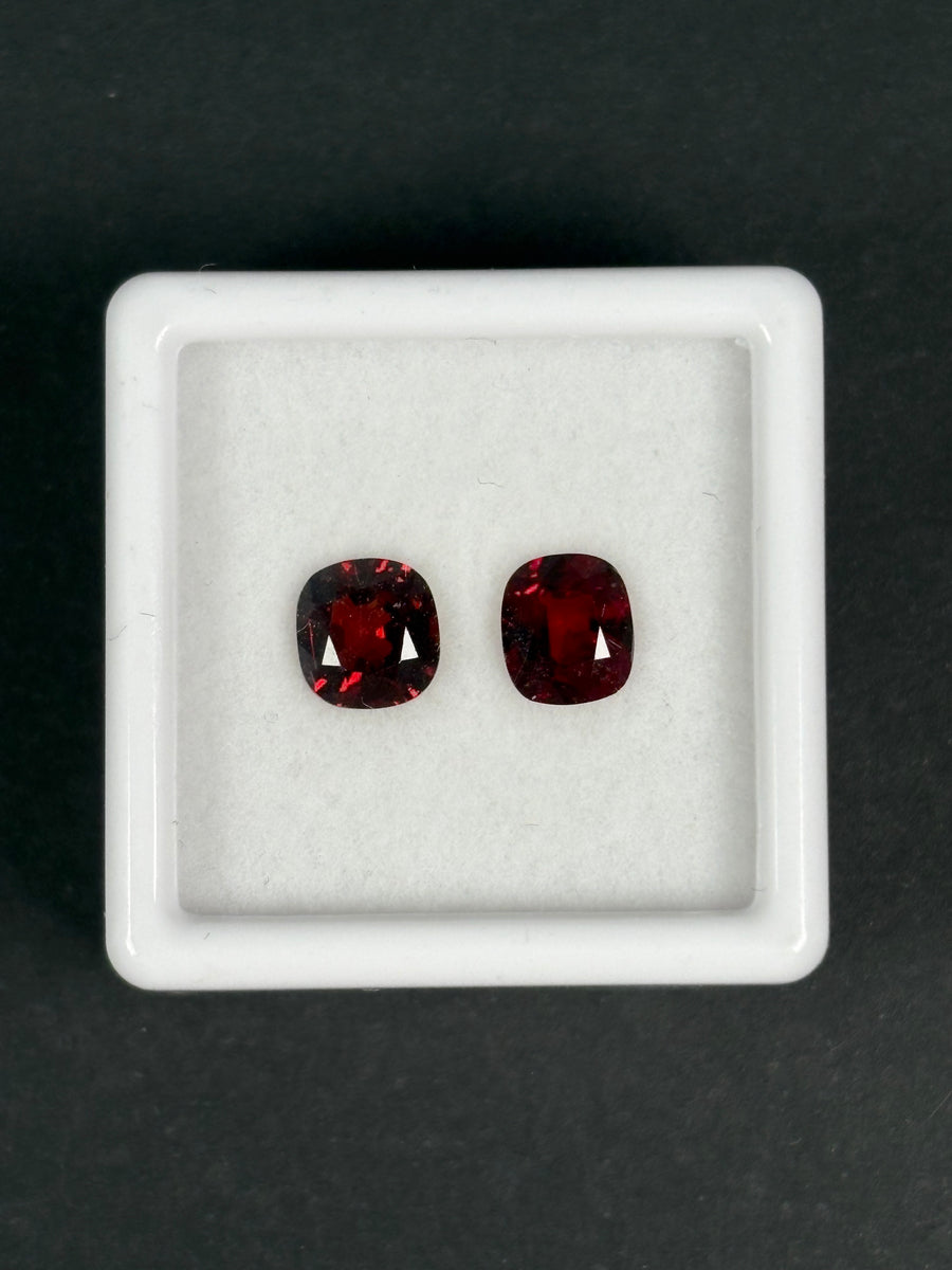 1.69ctw Burma red spinel pair, cushion cut, VS