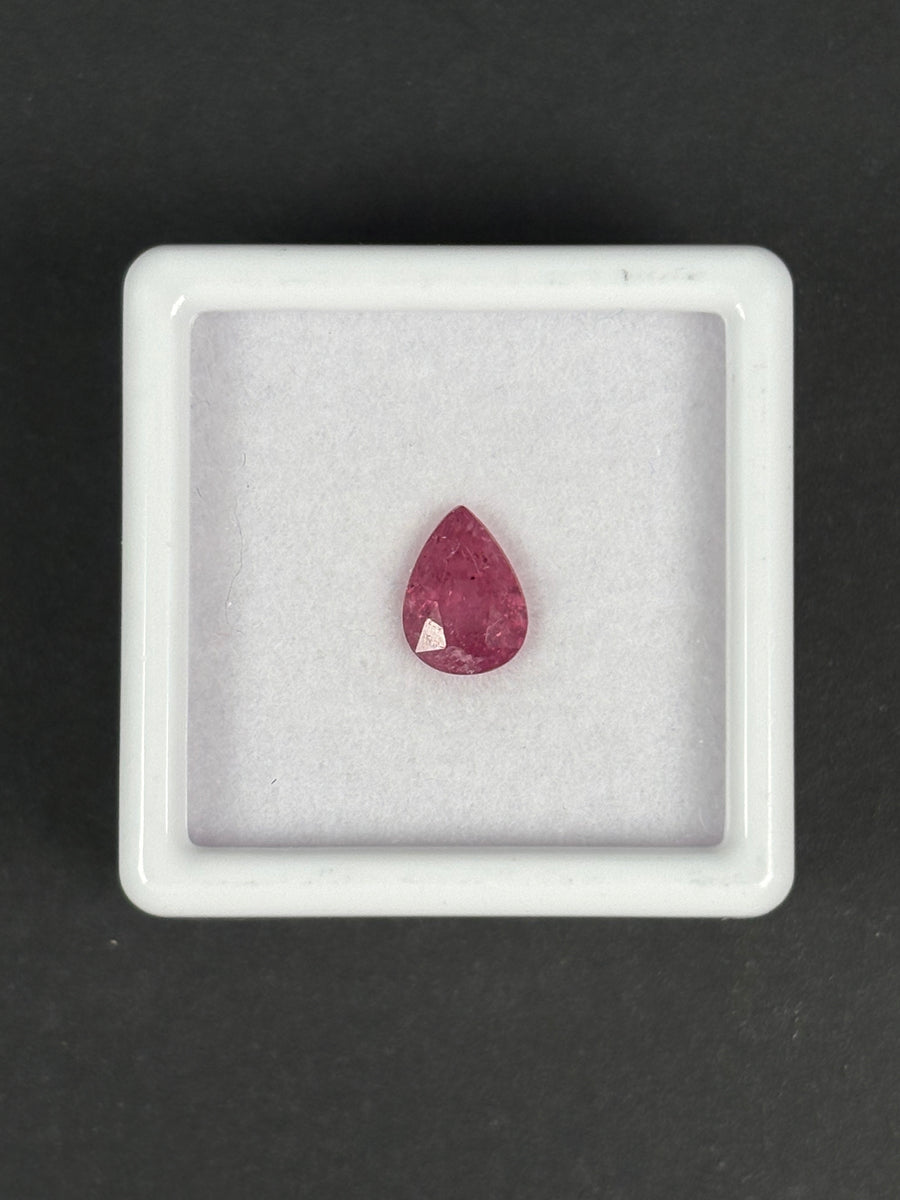 1.12ct heated purplish pink Malawi sapphire, pear cut, 7.2x5.3x3.45 mm