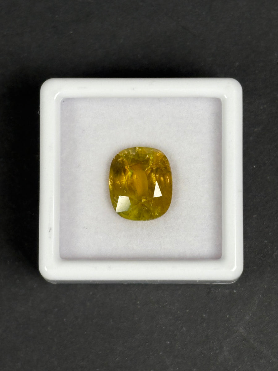 5.03ct Yellow Sphene, Cushion, 10.7 x 9 x 6.1mm · GEM-6045