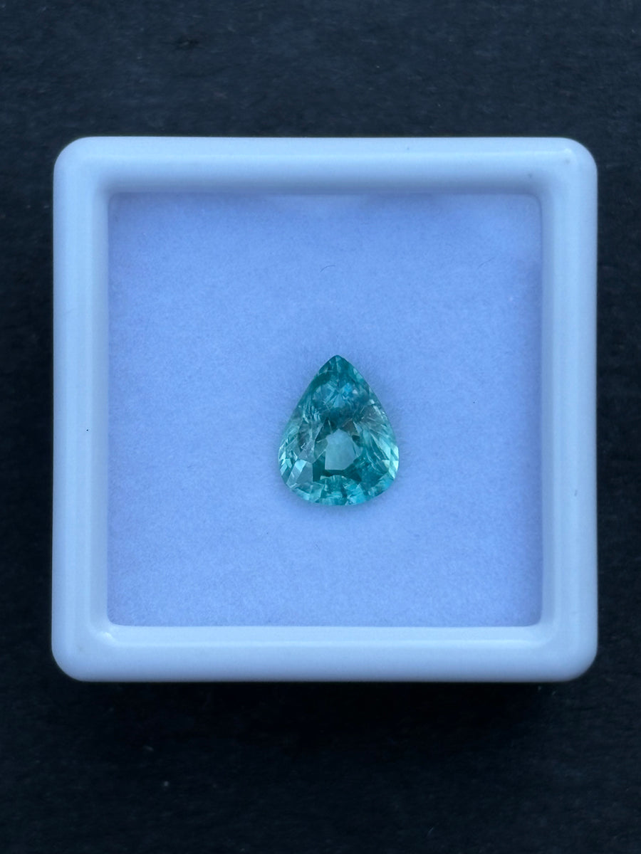1.83ct Heated Greenish Blue Zircon from Cambodia, Pear, 8x6.3 mm