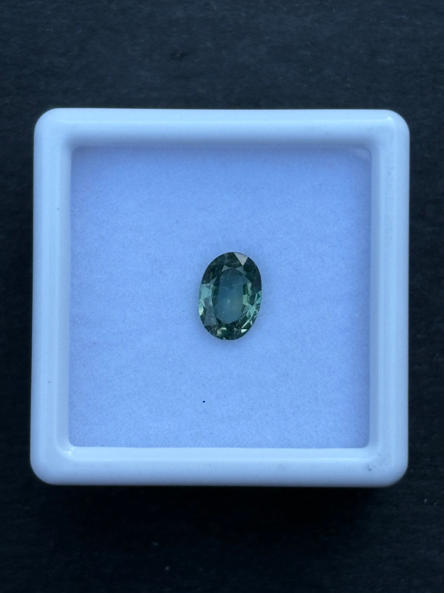 0.92ct Unheated Green Sapphire, Oval, 6.8x4.8 mm, VS