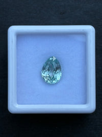 3.34ct Heated Bluish Green Zircon from Cambodia, Pear, 9.2x6.8 mm, VVS · GEM-6197