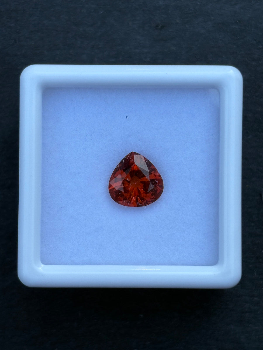 1.57ct Orange Hessonite Garnet from Tanzania, Pear, 7x7 mm