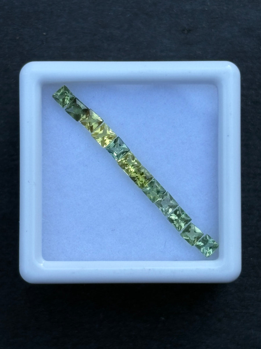 1.06ctw Unheated Green Sapphire Lot, 12 stones, 2.0 x 2.0 to 2.3 x 2.3 mm